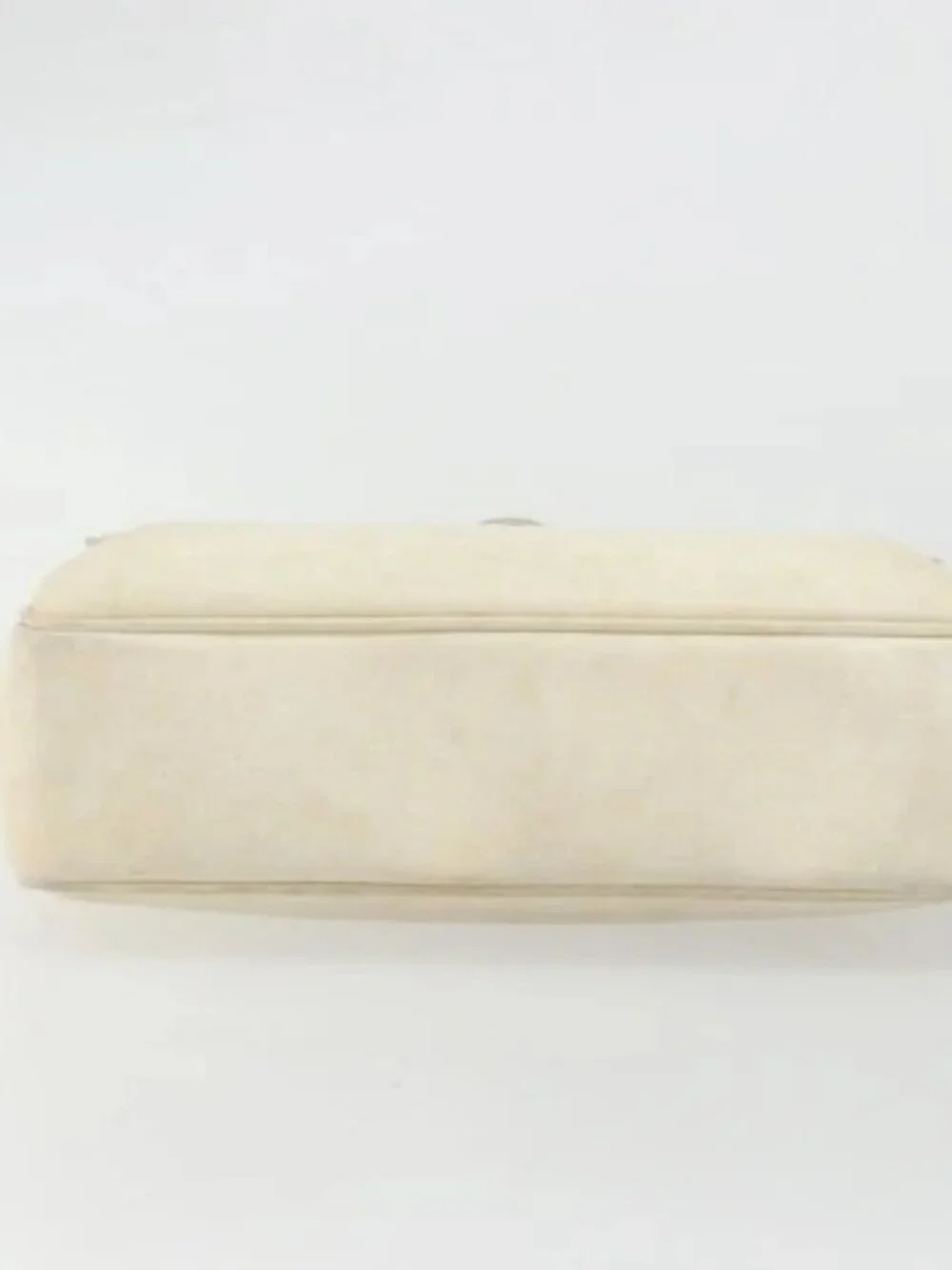 GUCCI Shoulder Bag Leather White Gold Auth BAZ692